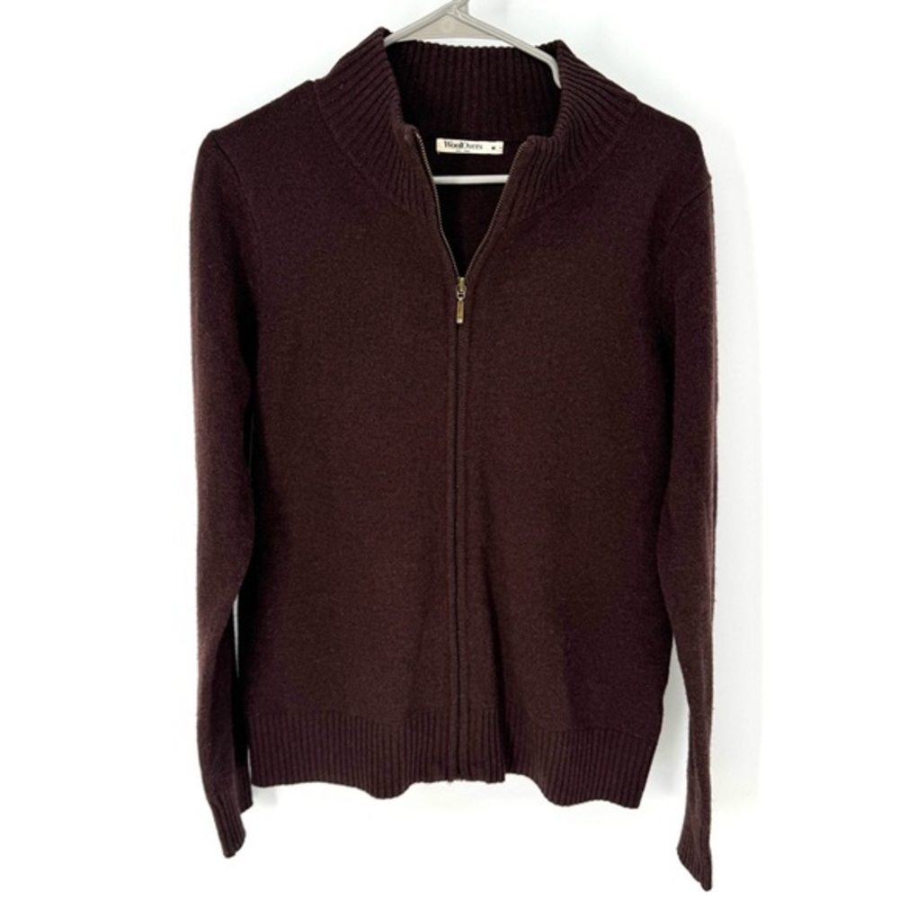 WoolOver 100% lambwool chocolate brown cosycore sweater Cardigan medium
